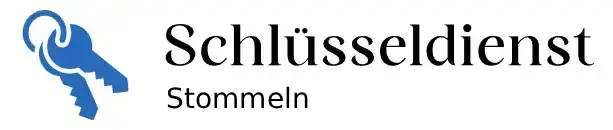 Offizielles Logo vom Schlüsseldienst Stommeln mit grafischen Schlüsselelementen in Blau.